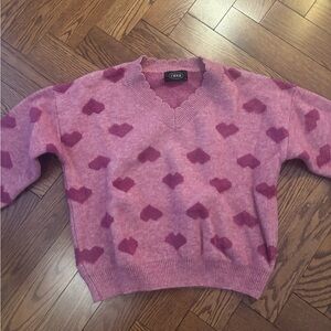 Pink Heart Patterned Sweater